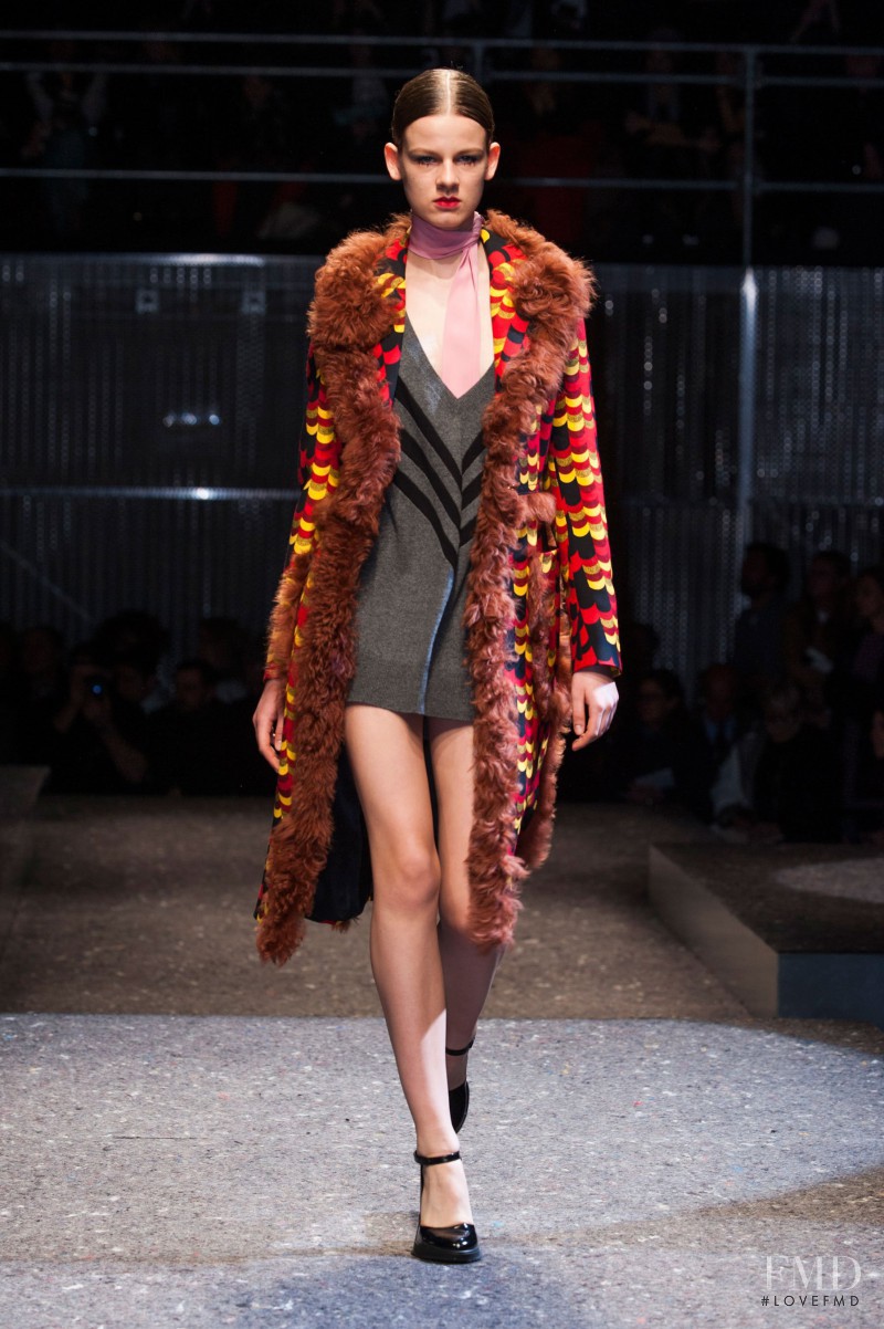 Joanna Tatarka featured in  the Prada fashion show for Autumn/Winter 2014