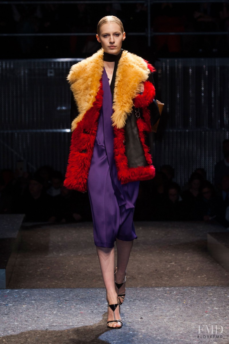 Julia Nobis featured in  the Prada fashion show for Autumn/Winter 2014