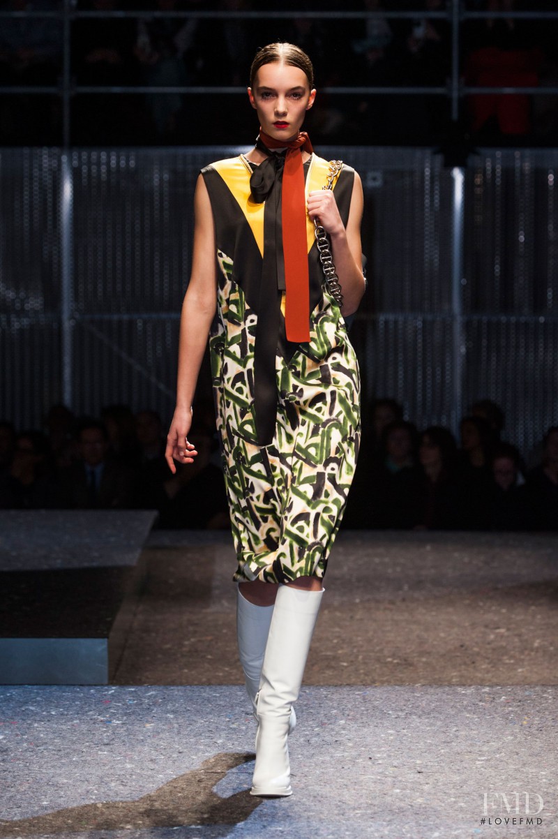 Irina Liss featured in  the Prada fashion show for Autumn/Winter 2014