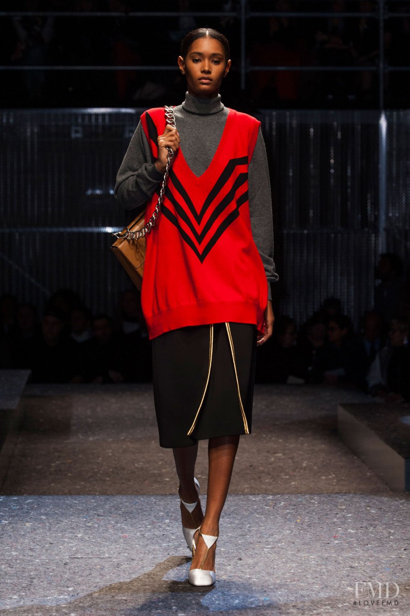 Ysaunny Brito featured in  the Prada fashion show for Autumn/Winter 2014