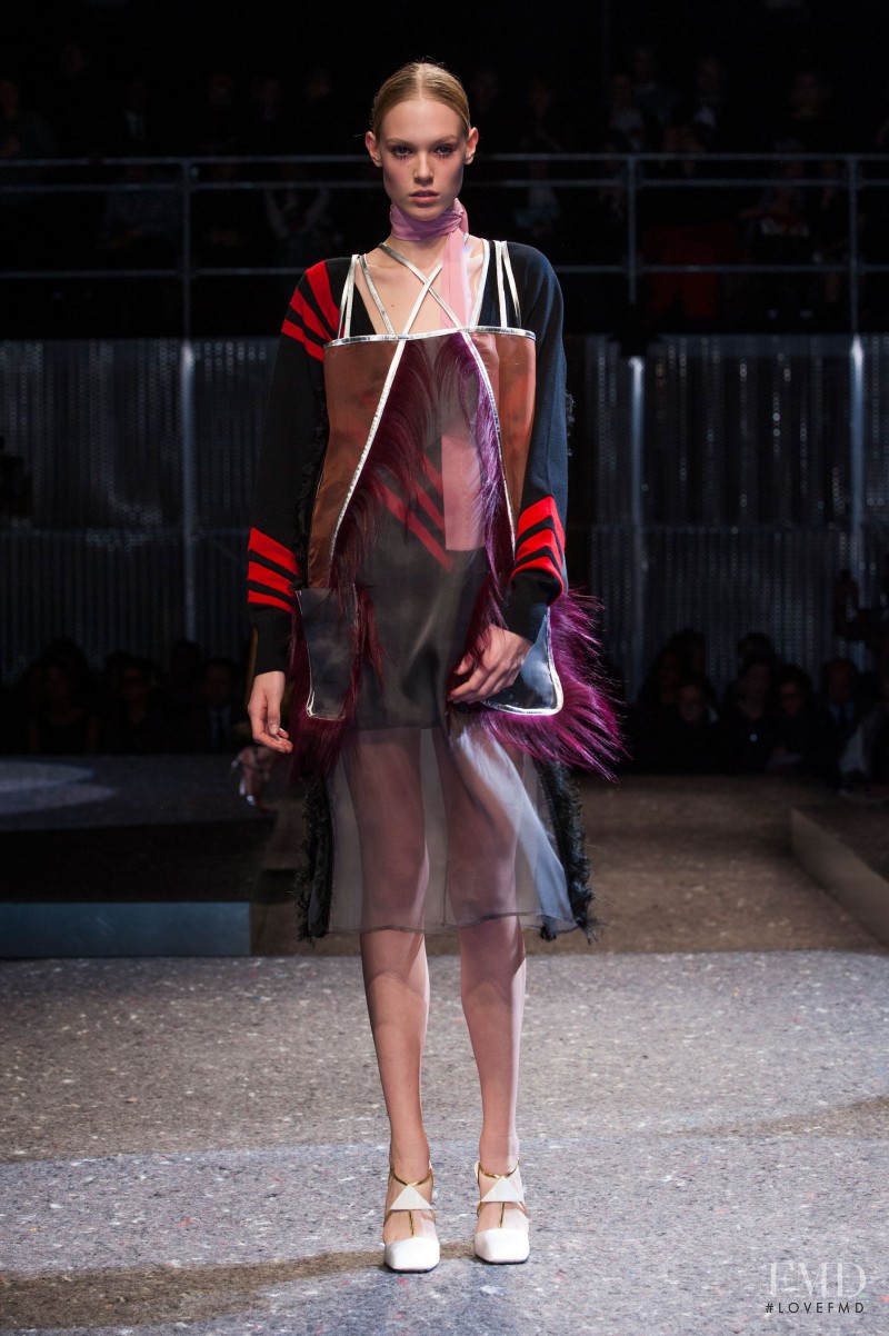 Charlene Hoegger featured in  the Prada fashion show for Autumn/Winter 2014