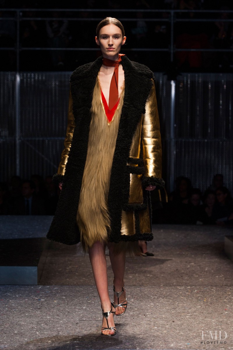Manuela Frey featured in  the Prada fashion show for Autumn/Winter 2014