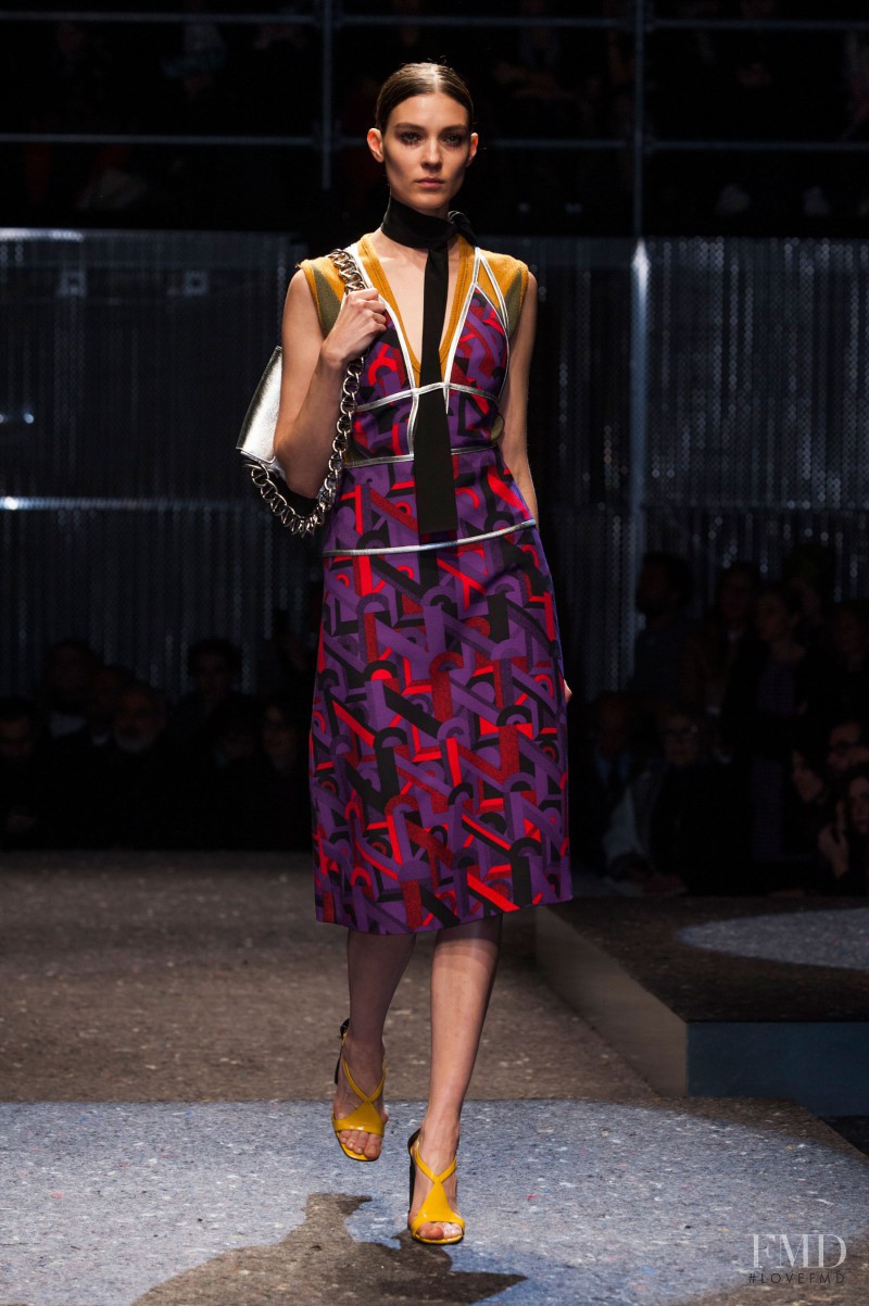Kati Nescher featured in  the Prada fashion show for Autumn/Winter 2014