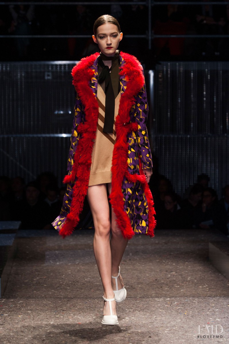 Kasia Jujeczka featured in  the Prada fashion show for Autumn/Winter 2014