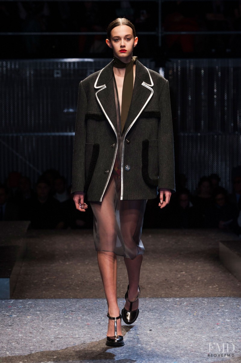 Marylou Moll featured in  the Prada fashion show for Autumn/Winter 2014