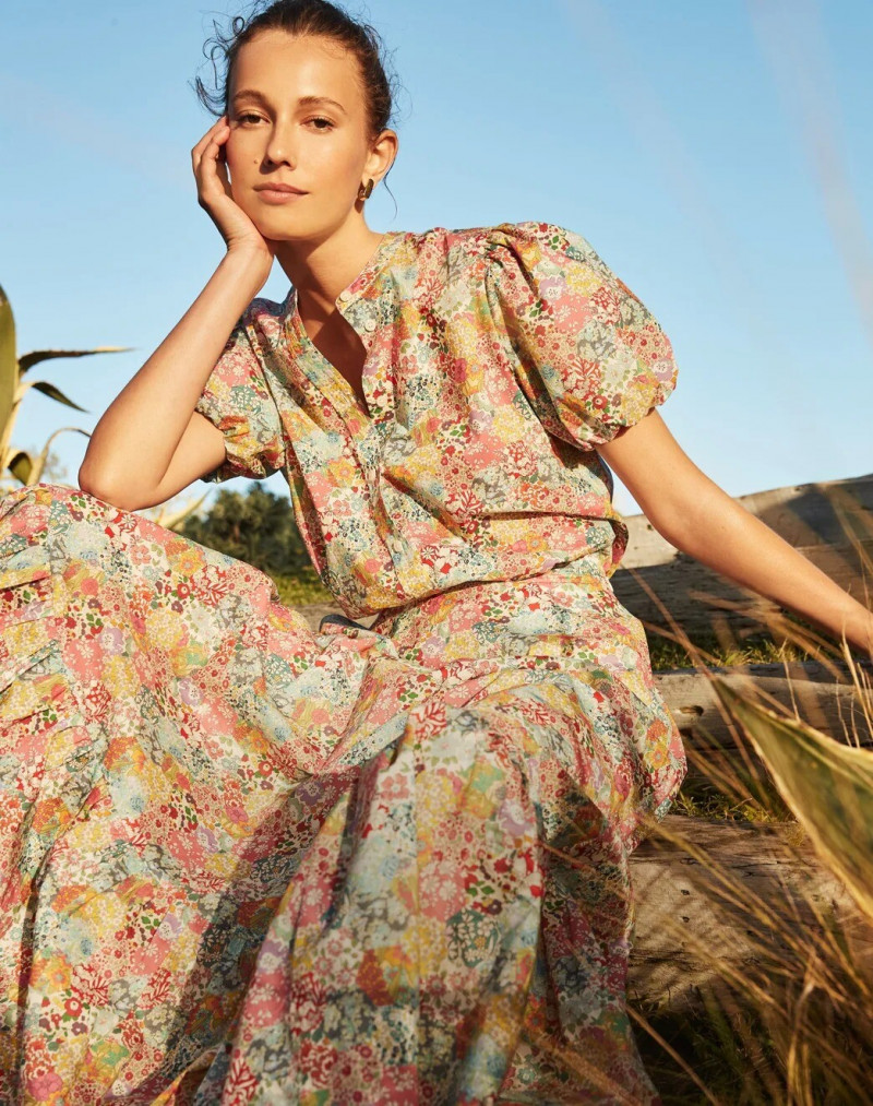 Mali Koopman featured in  the Liberty x J.Crew advertisement for Spring/Summer 2021