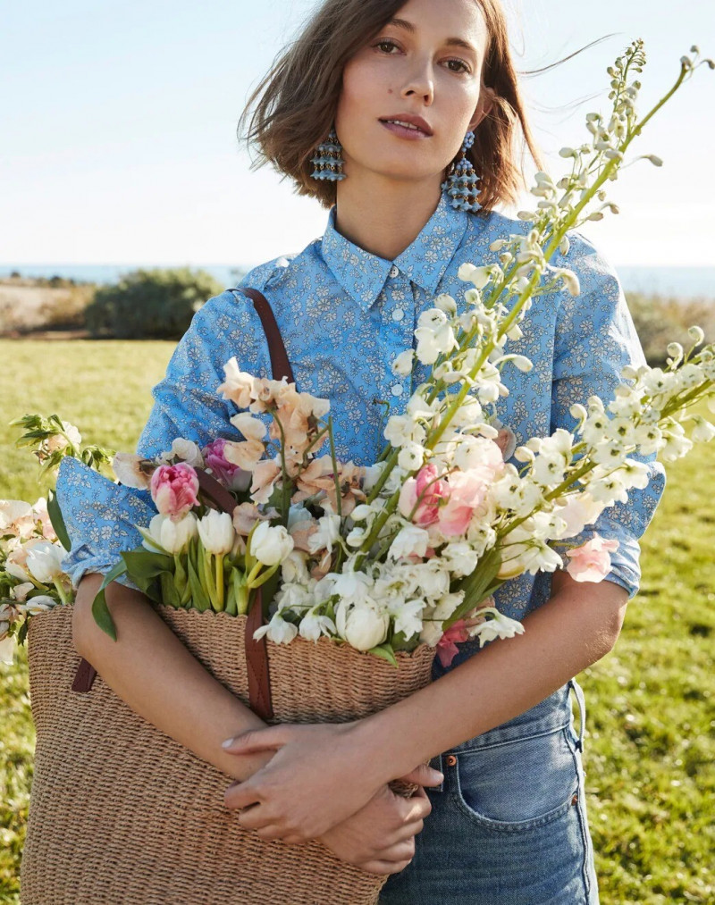 Mali Koopman featured in  the Liberty x J.Crew advertisement for Spring/Summer 2021