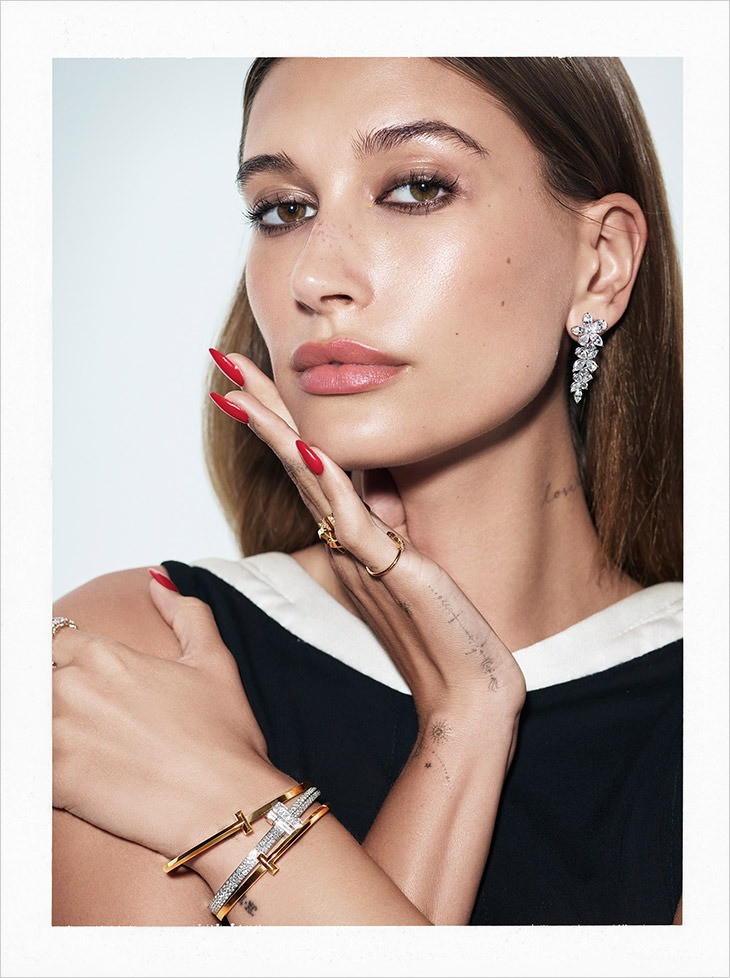 Hailey Baldwin Bieber featured in  the Tiffany & Co. x Andy Warhol advertisement for Holiday 2022