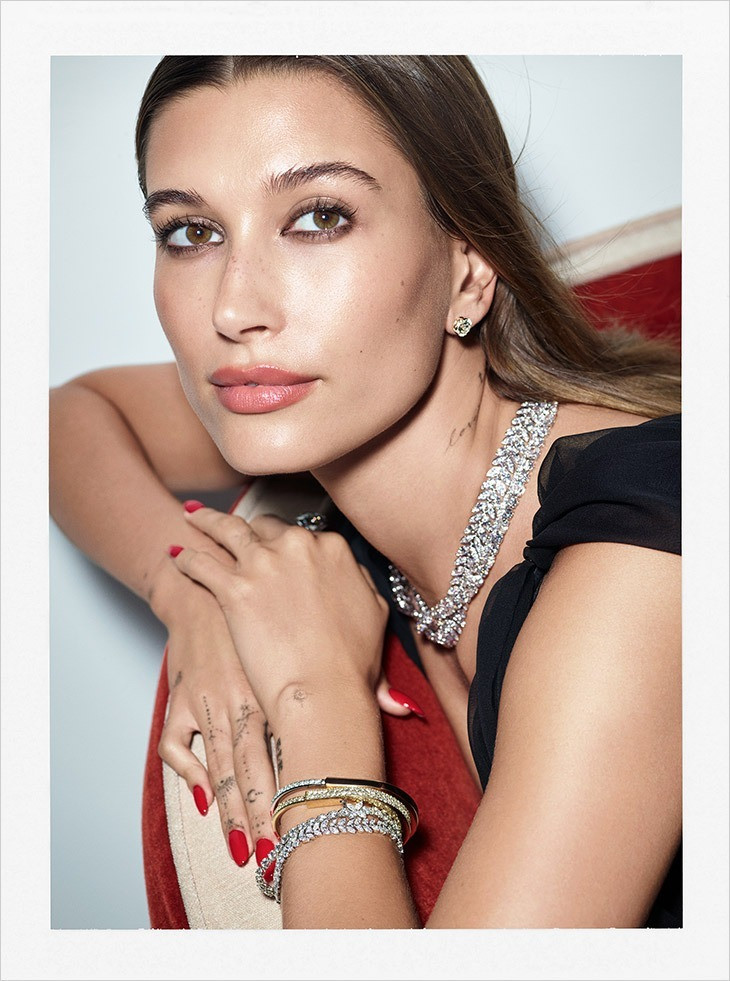 Hailey Baldwin Bieber featured in  the Tiffany & Co. x Andy Warhol advertisement for Holiday 2022