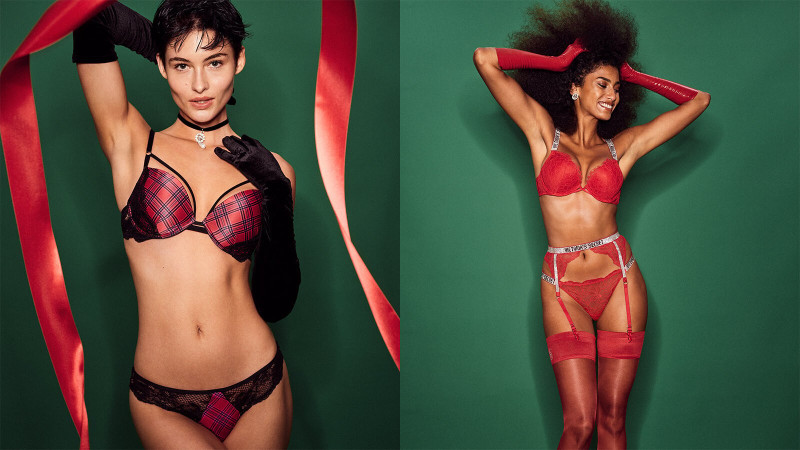 Imaan Hammam featured in  the Victoria\'s Secret advertisement for Holiday 2022