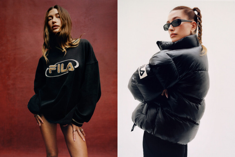 Hailey Baldwin Bieber featured in  the Fila advertisement for Fall 2022