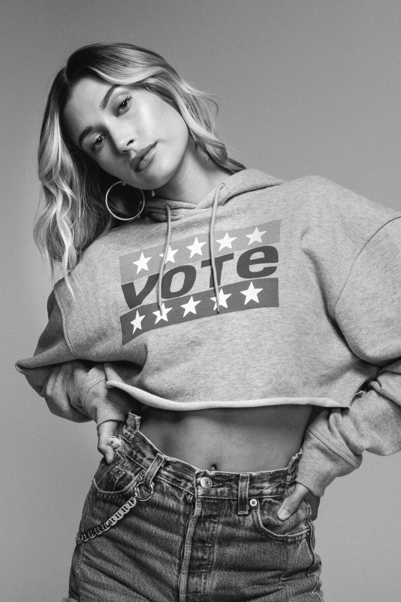 Hailey Baldwin Bieber featured in  the Levi’s Vote advertisement for Autumn/Winter 2020