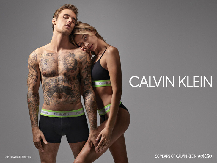 Hailey Baldwin Bieber featured in  the Calvin Klein CK50 advertisement for Spring/Summer 2020