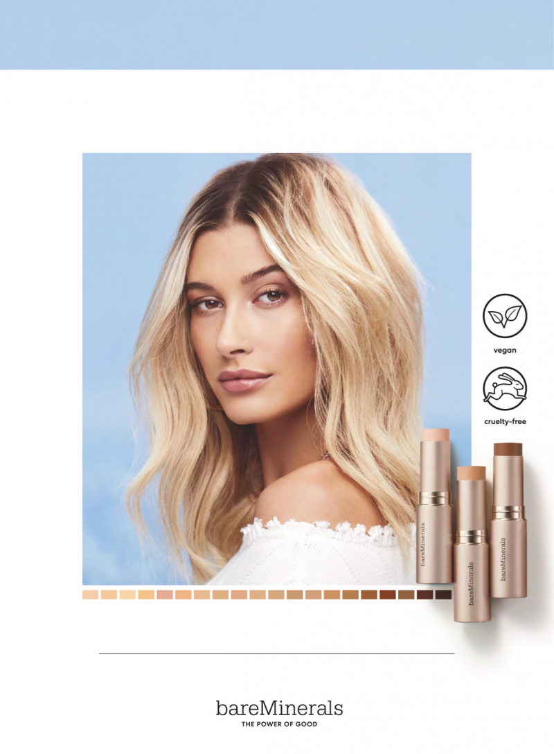 Hailey Baldwin Bieber featured in  the bareMinerals advertisement for Spring/Summer 2019