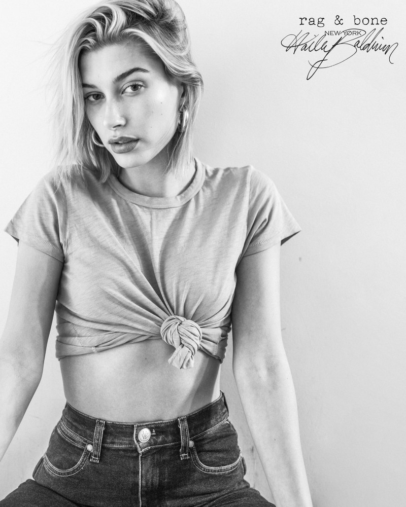 Hailey Baldwin Bieber featured in  the rag & bone Diy Project advertisement for Spring/Summer 2018