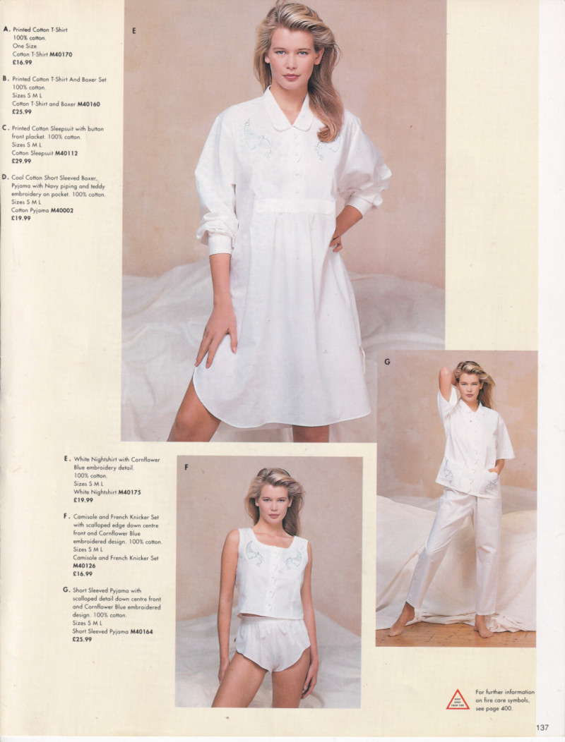 Claudia Schiffer featured in  the Next catalogue for Spring/Summer 1990