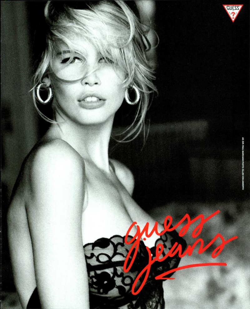 Claudia Schiffer featured in  the Guess advertisement for Spring/Summer 1990