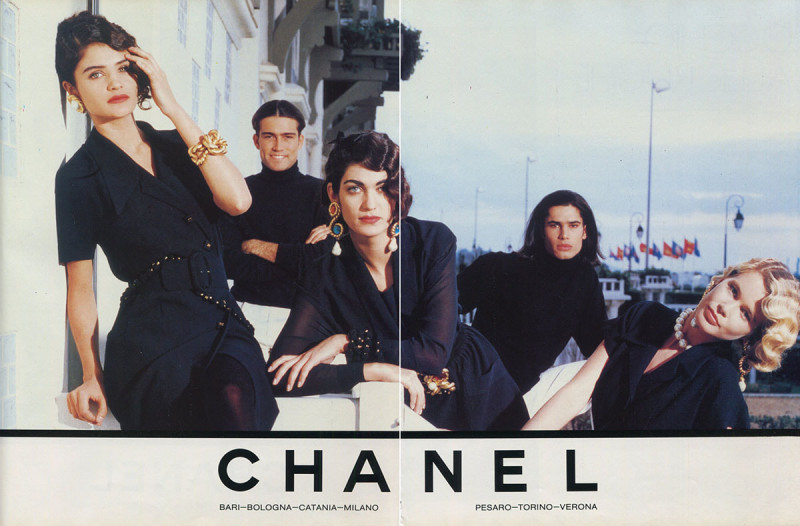 Claudia Schiffer featured in  the Chanel advertisement for Spring/Summer 1990