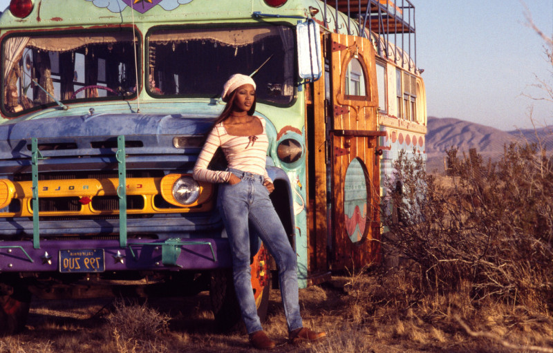 Naomi Campbell featured in  the Mango advertisement for Spring/Summer 1992