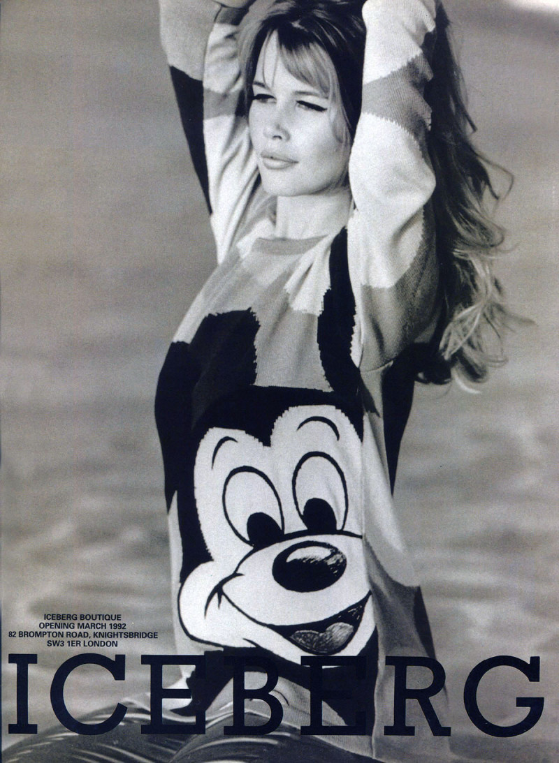 Claudia Schiffer featured in  the Iceberg advertisement for Spring/Summer 1992