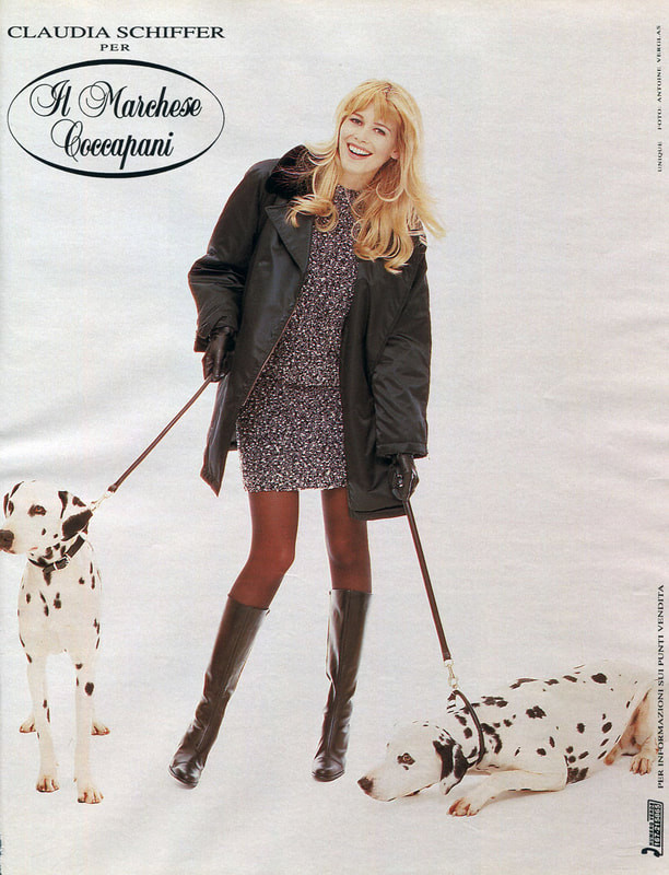 Claudia Schiffer featured in  the Coccapani advertisement for Autumn/Winter 1990