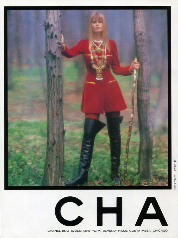 Claudia Schiffer featured in  the Chanel advertisement for Autumn/Winter 1993