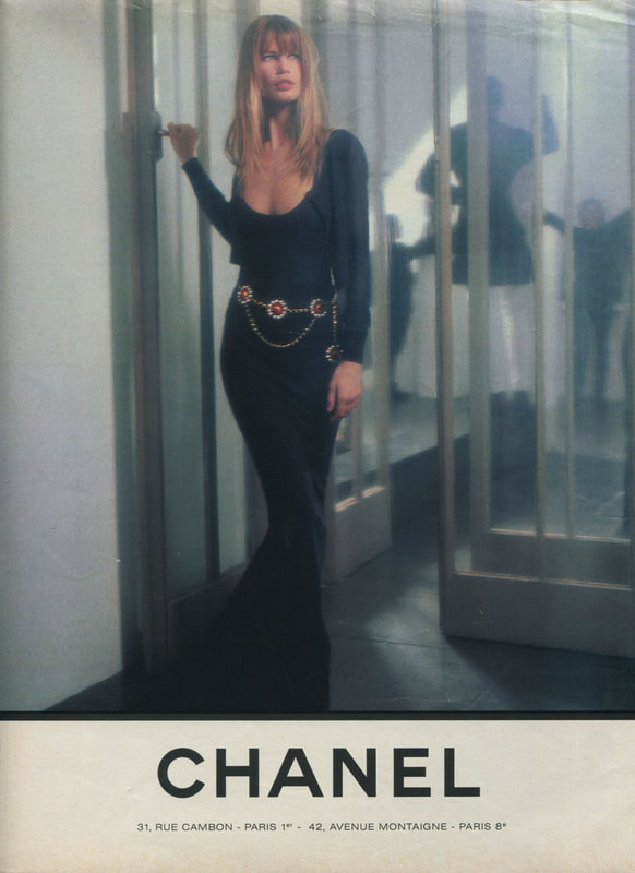 Claudia Schiffer featured in  the Chanel advertisement for Autumn/Winter 1993