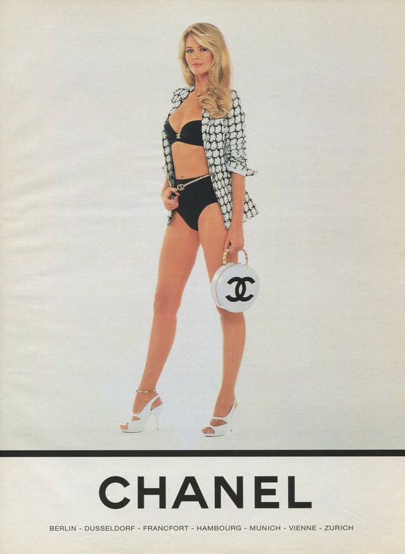 Claudia Schiffer featured in  the Chanel advertisement for Spring/Summer 1995