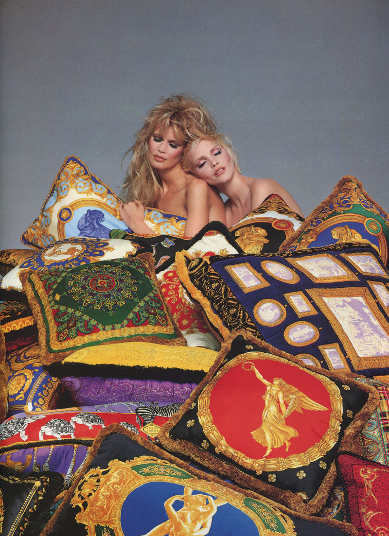 Claudia Schiffer featured in  the Versace Home advertisement for Autumn/Winter 1995