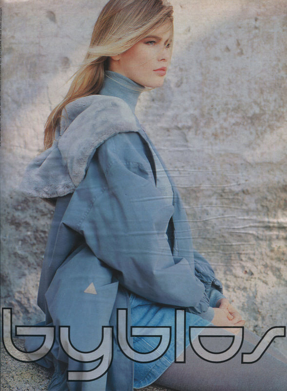 Claudia Schiffer featured in  the byblos advertisement for Autumn/Winter 1990