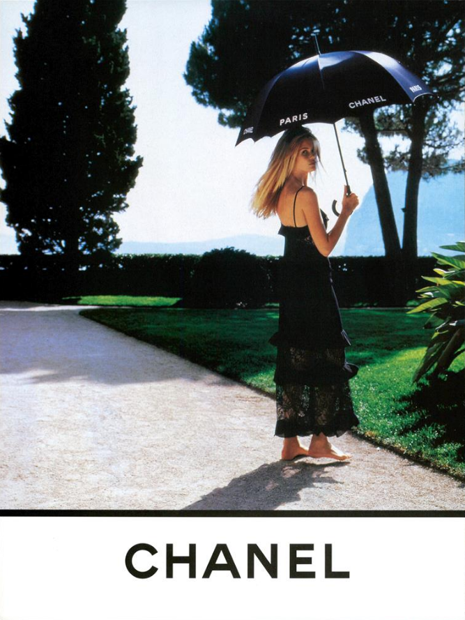 Claudia Schiffer featured in  the Chanel advertisement for Cruise 1995