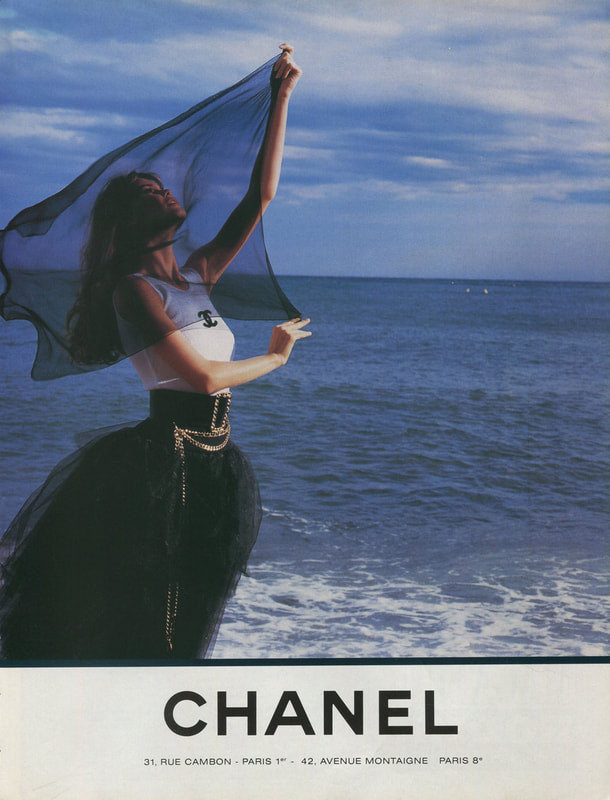 Claudia Schiffer featured in  the Chanel advertisement for Cruise 1995