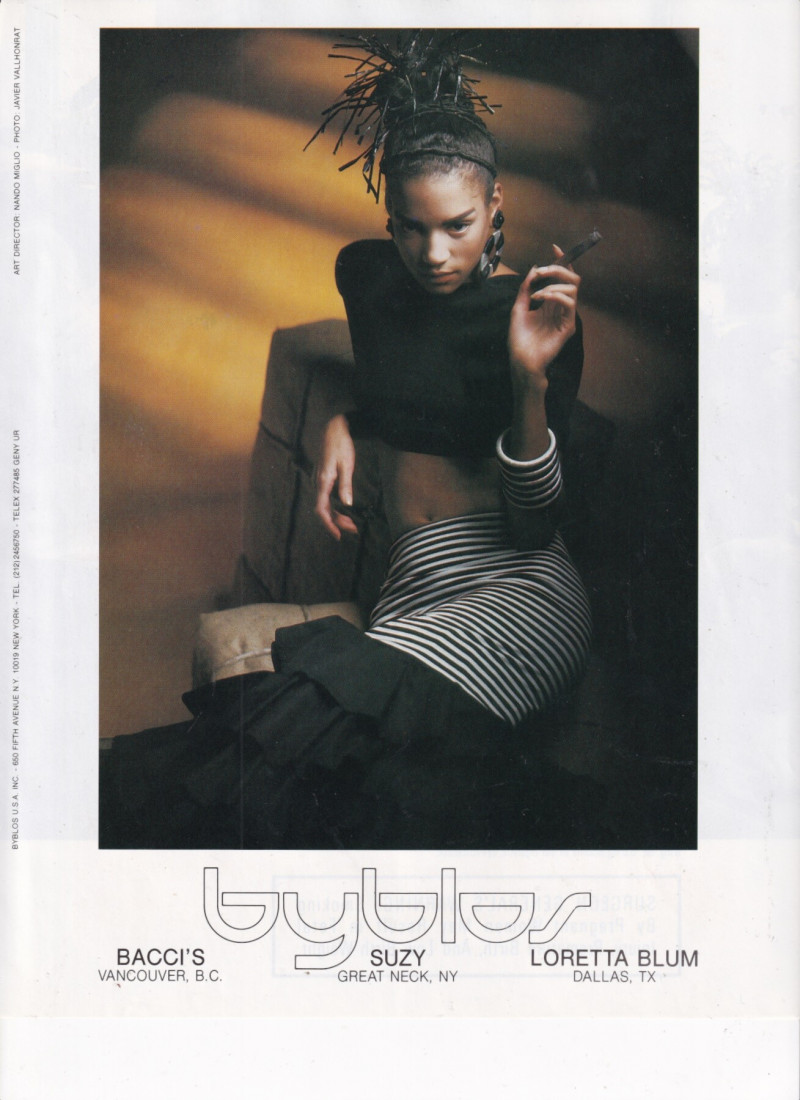 Veronica Webb featured in  the byblos advertisement for Spring/Summer 1987