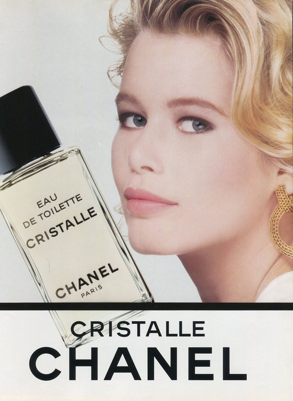 Claudia Schiffer featured in  the Chanel Parfums advertisement for Spring/Summer 1991