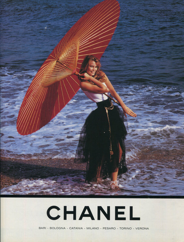 Claudia Schiffer featured in  the Chanel advertisement for Spring/Summer 1992