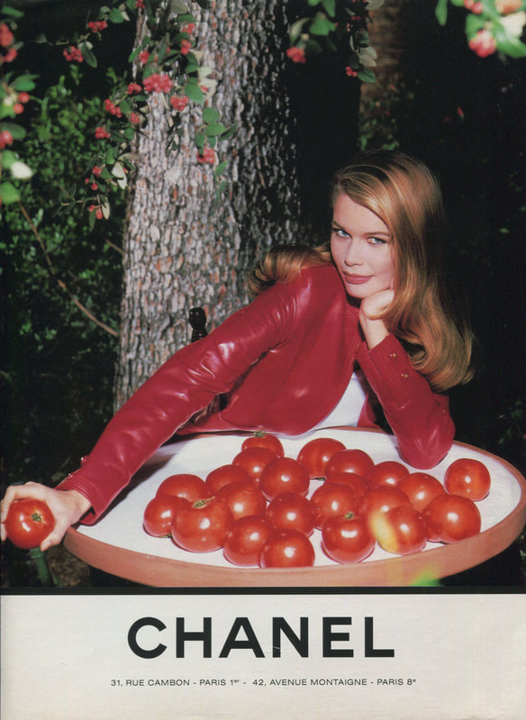 Claudia Schiffer featured in  the Chanel advertisement for Spring/Summer 1992