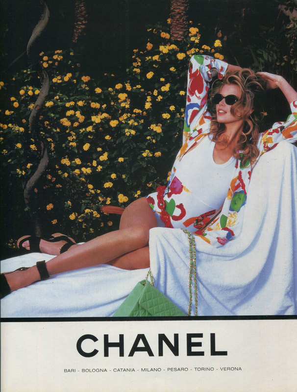 Claudia Schiffer featured in  the Chanel advertisement for Spring/Summer 1992