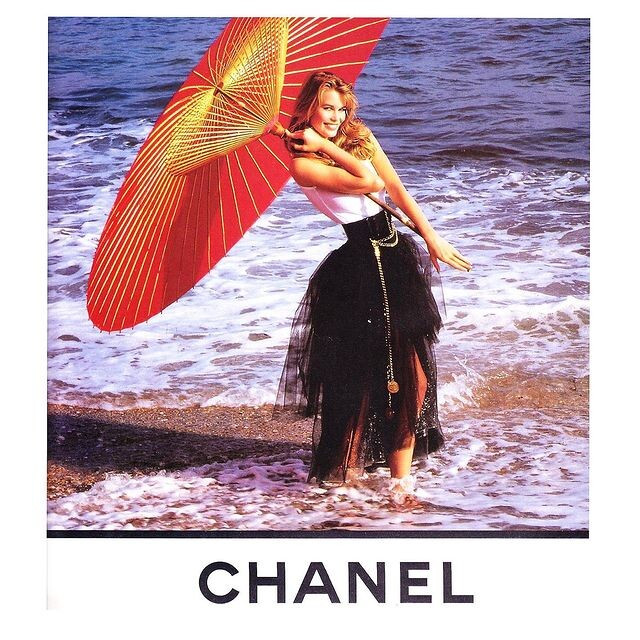 Claudia Schiffer featured in  the Chanel advertisement for Spring/Summer 1992
