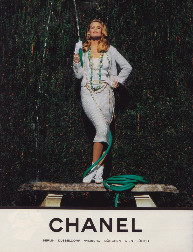 Claudia Schiffer featured in  the Chanel advertisement for Spring/Summer 1992