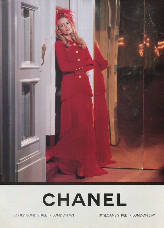 Claudia Schiffer featured in  the Chanel advertisement for Autumn/Winter 1992