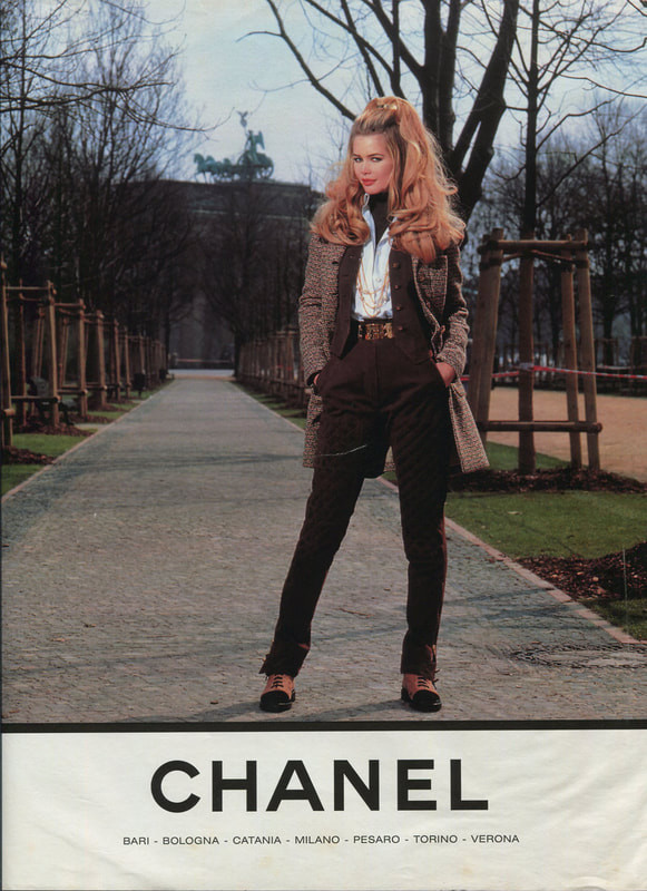Claudia Schiffer featured in  the Chanel advertisement for Autumn/Winter 1992