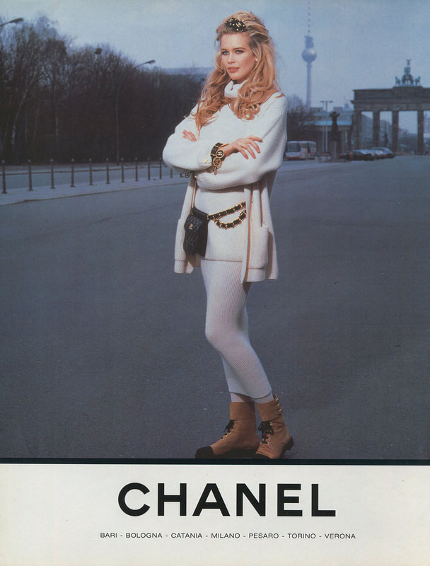 Claudia Schiffer featured in  the Chanel advertisement for Autumn/Winter 1992