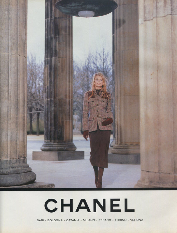 Claudia Schiffer featured in  the Chanel advertisement for Autumn/Winter 1992