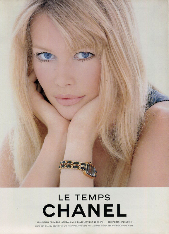 Claudia Schiffer featured in  the Chanel Watches advertisement for Autumn/Winter 1995