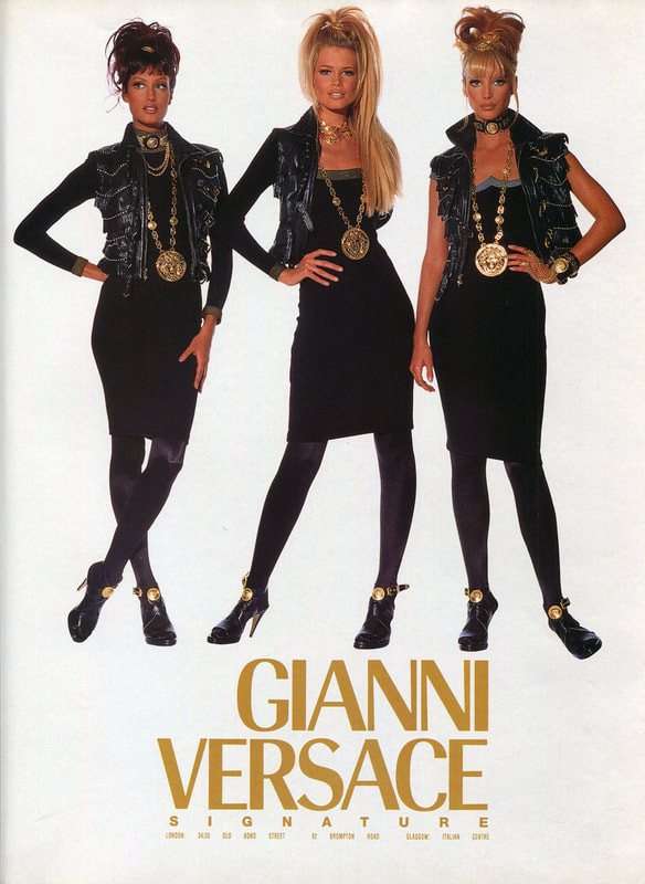 Claudia Schiffer featured in  the Gianni Versace Couture advertisement for Autumn/Winter 1992