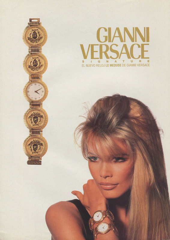 Claudia Schiffer featured in  the Gianni Versace Couture advertisement for Autumn/Winter 1992