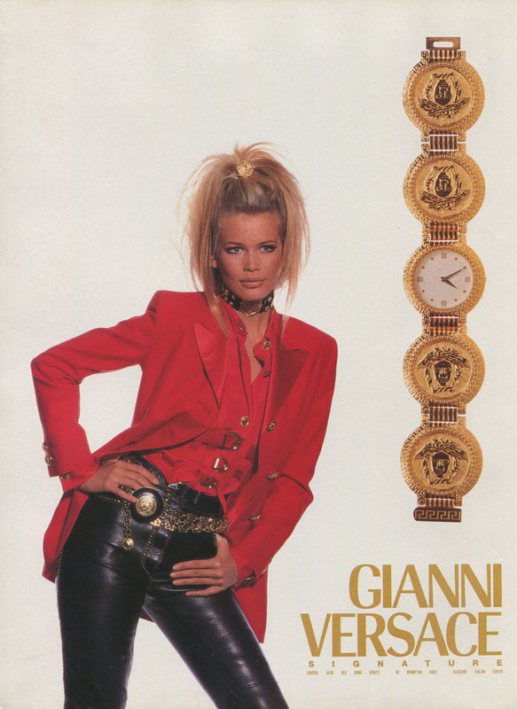 Claudia Schiffer featured in  the Gianni Versace Couture advertisement for Autumn/Winter 1992