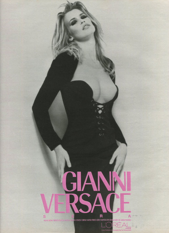 Claudia Schiffer featured in  the Gianni Versace Couture advertisement for Autumn/Winter 1991