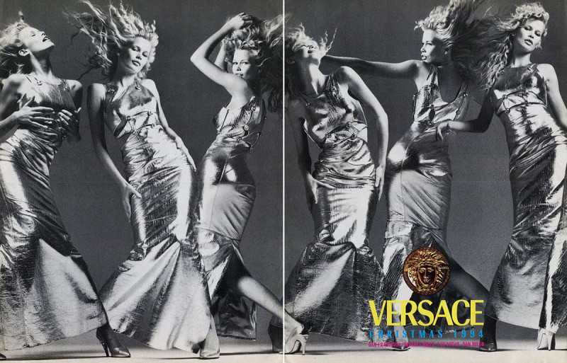 Claudia Schiffer featured in  the Versace advertisement for Christmas 1994