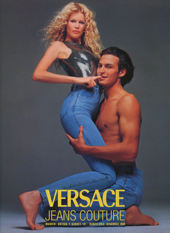 Claudia Schiffer featured in  the Versace Jeans Couture advertisement for Spring/Summer 1994
